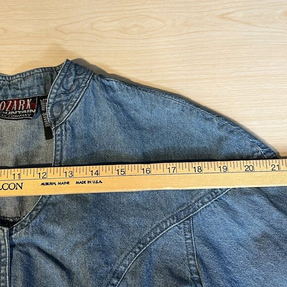 Vintage Ozark Mountain Jean Company Cropped Denim Shirt L Western Cowgirl Rodeo - Picture 16 of 16